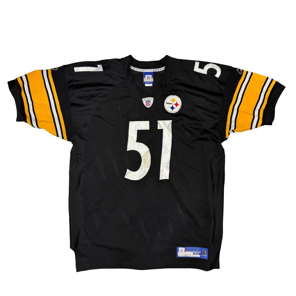 Reebok NFL Pittsburgh Steelers James Farrior 51 Stitched Jersey Mens 52 Black
